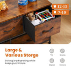 Sweetcrispy Dresser for Bedroom with 5 Storage Drawers, Fabric Storage Tower Organizer, Chest of Drawers with Metal Frame Wooden Top for Closet, Living Room, Entryway, Rust Brown