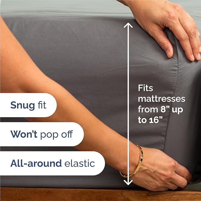 King 6 Piece Sheet Set - Comfy Breathable & Cooling - Ultra-Soft Hotel Luxury Bedding Set with 8-16 Inch Deep Pockets - 1 Flat & 1 Fitted Sheet & 4 Pillowcases - Wrinkle Free & Easy Care - Dark Grey