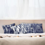 Ambesonne Vintage Throw Pillow Cushion Case Pack of 4, Abstract Grunge Effect Brushstrokes and Waving Striping Stains Paisley Drops, Modern Accent Double-Sided Digital Printing, 24", Violet Blue White