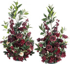 Ling's moment 41" Tall Fall Free Standing Artificial Flowers Arrangements 2pcs Wedding Aisle Runner Chair Decoration Fake Bordeaux Red for Arch Entryway Ceremony Reception Church Rose Floral Party