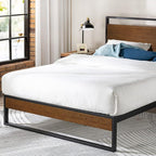 ZINUS Suzanne 44 Inch Bamboo and Metal Platform Bed Frame, Solid Steel Construction, No Box Spring Needed, Wood Slat Support, Easy Assembly, Chestnut Brown, King