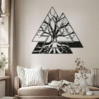 Metal Viking Wall Decor, Tree of Life Metal Wall Art, Norse Viking Decor, Norse Pagan Decor, Pagan Wall Decor, Tree of Life Wall Sculpture, Scandinavian Home Decor, Godly Home Decor (Black, 28"x28"|70x70cm)