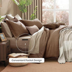 Monbix Full Size Comforter Set, Brown Bedding Comforter for Full Size Bed Set Reversible, Bedding Sets Full 7 Pieces, Cationic Dyeing Bed in a Bag with Comforter, Sheets, Pillowcases & Shams