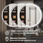 24 Inch Round LED Bathroom Mirror,Front & Backlit Lighted Bathroom Vanity Mirror, 6000K, CRI 90+, Dimmable, Touch, Anti-Fog