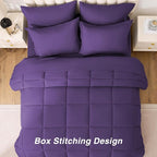 Love's cabin King Size Comforter Set Dark Purple, 7 Pieces King Bed in a Bag, All Season Bedding Sets with 1 Comforter, 1 Flat Sheet, 1 Fitted Sheet, 2 Pillowcase and 2 Pillow Sham