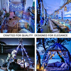 suddus 2 Pack 33ft Solar Fairy String Lights Small, 100 Led Blue Solar Fairy Lights Outdoor, 8 Modes Solar Christmas Lights Copper Wire for Trees Garden Patio Yard Deck Fence Party Decorations