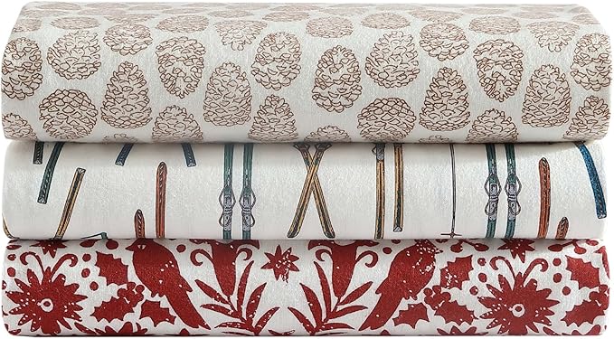 Eddie Bauer - Queen Sheets, Cotton Flannel Bedding Set, Brushed For Extra Softness, Cozy Home Decor (Little Creek Pine Cone Beige, Queen)