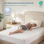 BEDLORE Waterproof Mattress Protector, King Size Noiseless Mattress Pad with Deep Pocket 6"-18" Depth, Soft Breathable Bed Mattress Cover Washable for Home, Bedroom, Hotel (White)