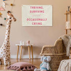 Thriving Surviving Rectangular Canvas Banner Wall Decor-Boho Flag Sign Art for Toddler Boy Girl Kids,Nursery Baby Room Above Crib Playroom Decor-Baby Growth Stuff Poster-Baby Shower Christmas Gift