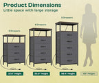 Huuger 5 Drawers Dresser with Charging Station, Dresser for Bedroom, Tall Night Stand, Chest of Drawers with Open Shelf, Bedside Table Nightstand, Fabric, for Entryway, Adult Only, Walnut
