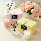 NEST New York Scented Petite Candle (4.5 oz) & Diffuser (1.3 fl oz) Set, Grapefruit - Reusable Glass Vessel - Vegan, Cruelty Free