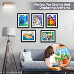 Kids Artwork Frames Changeable - Kids Art Frame,Kids Art Frames Front Opening Holds 150,Children Art Projects Kids Art Frames,8.5x11 Black Picture Frame for Display Kid Art work,With Storage