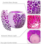 Rancco Glass Votive Candle Holder for Tealight, Romantic Mosaic Cracked Candle Holder, Candle Lamp Aromatherapy Candlescape Bowl for Valentine's Thanksgiving, Christmas Table Centerpiece, Party Decor