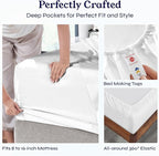 California Design Den Queen Sheet Set - Soft 400 Thread Count Sateen, Natural 100% Cotton Sheets, Deep Pockets with All Around Elastic for a Snug Fit, Cool & Durable Bedding Set - Antique White