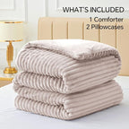 BEDELITE Fleece Queen Comforter Set -Super Soft & Warm Fluffy Lotus Pink Bedding, Luxury Fuzzy Heavy Bed Set for Winter with 2 Pillow Cases