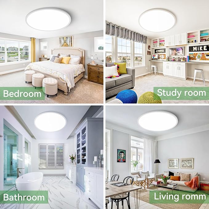 hepside 15.8INCH 2Pack Big Dimmable Flush Mount Ceiling Light Fixture White, 3CCT 3000/4500/6000K Ceiling Lamp, 36W 4200LM Super Bright Low Profile Light for Bedroom, Kitchen, Bathroom, Hallway