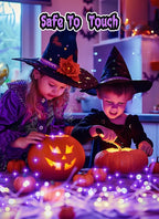 Minetom Halloween Fairy Lights, 33Ft 100 LED Battery Operated Fairy Lights, Waterproof Copper Wire Mason Jar Lights for Home Party Ghost Haunted House Indoor Outdoor Halloween Decorations, Purple