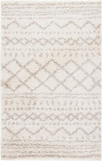 SAFAVIEH Arizona Shag Collection Accent Rug - 3'2" x 5', Ivory & Beige, Moroccan Design, Non-Shedding & Easy Care, 1.6-inch Thick Ideal for High Traffic Areas in Foyer, Living Room, Bedroom (ASG741A)