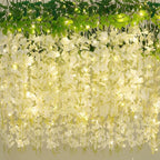 Waipfaru 40 Pack White Wisteria Hanging Flowers, Fake Flowers for Decoration, Artificial Hanging Flowers, Vines for Bedroom, Flower Garland for Home, Party, Wall, Wedding Decoration(3.6 Ft/Pcs)