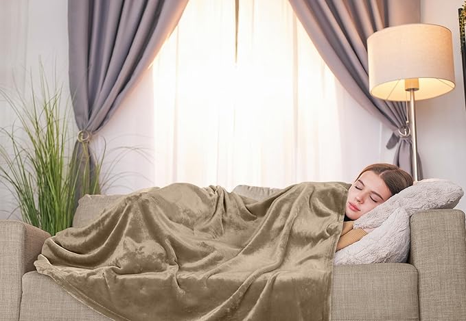Utopia Bedding Fleece Blanket Throw Size Camel 300GSM Luxury Anti-Static Fuzzy Soft Microfiber Blanket for Couch, Sofa and Bed (60x50 Inch)