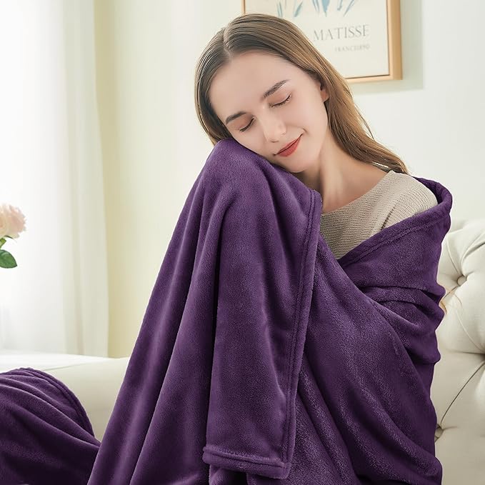 BEDELITE Fleece Blanket Purple Throw Blankets for Couch & Bed, Luxury Plush Cozy Fuzzy Blanket 50" x 60", Super Soft Warm Lightweight Throw Blanket for Travel Camping