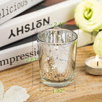 24 Pcs Silver Votive Candle Holders, Speckled Mercury Silver Glass Candle Holder Bulk for Wedding Centerpiece Table Decor, Tea Lights Candle Holder for Valentines Day Decor, Home Decor