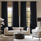 NICETOWN Blackout Curtains Grommet 2 Panels Black Drapes 95Inches Long