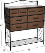 Household Essentials Victorian Style 8-Drawer and Bottom Shoe Shelf Storage Organizer Unit, Black and Walnut Color