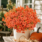 SHareconn 48 Bundles Artificial Fall Flowers for Outdoors Decoration, UV Resistant Silk Eucalyptus Lavender Faux Autumn Fake Plants for Outside Indoor Garden Yard Porch Home Decor, Autumn Colours