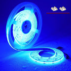 TOPAI 12V COB LED Strip Light Blue Waterproof IP65 16.4ft/5M 480LEDs/M Dotless High Density Self Adhesive Cuttable Flexibl LED Tape Light for Cabinet Home DIY Lighting Projects