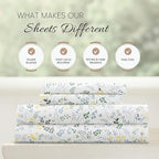 Linen Market Double-Brushed Patterned Microfiber California King Sheet Set 4 Piece – Oeko-TEX Certified Ultra Soft & Wrinkle-Free - 16" Deep Pocket Sheets Easy Care Cal-King Size - Wildflower Blue