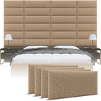 Vänt Upholstered Wall Panels - King/Cal King Size Wall Mounted Headboards - Faux Merino Wool Camel - Twin/King - Set of 4 Panels (Each Individual Panel 39"x11.5")