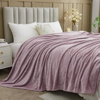 NEWCOSPLAY Super Soft Throw Blanket Light Purple Premium Silky Flannel Fleece Leaves Pattern Lightweight Bed Blanket All Season Use (Light Purple, Throw(50"x60"))