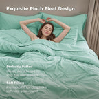 Bedsure Twin Comforter Set Mint Green - Bed in a Bag Twin Size Bedding 5 Pieces, GentleSoft™ Pintuck Bed Set Gift for Family, Pinch Pleat Mint Green Comforter with Sheets, Pillowcase & Sham