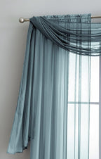 LinenZone Dusty Blue Window Scarf Valance in 144 Inch Size. Use Window Scarves as Canopy Bed or Backdrop Curtains, Curtain Scarf, or Sheer Fabric for Draping. (Amazing 55 x 144, Dusty Blue)