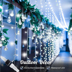HEYFUNi 304 LED Curtain Lights Outdoor, 9.8Ft*9.8Ft Hanging String Lights Plug in with 8 Modes, Connectable Curtain Fairy Lights for Bedroom, Dorm, Christmas, Wall, Backdrop, Wedding Decor, White