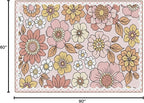 Flagship Carpets Schoolgirl Style Retro Floral Educational Area Rug for Kids Room Seating Décor, Children's Classroom, Play Carpet for Teaching and Playroom, 5' x 7'6", Pink