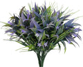 8 Bundles Artificial Plants Bushes Outdoor UV Resistant Fake Flowers Grass Bulk Faux Plastic Greenery for Fall Winter Summer Outside Window Box Planter Front Porch Yard Floral Arrangements