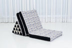 Leewadee - Comfortable Japanese Floor Mattress - Thai Floor Bed with Triangle Cushion - Futon Mattress - Thai Massage Mat, 67 x 21 inches, Blue White, Kapok Filling
