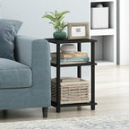Furinno JUST Side Table, 3-Tier End Table, Open Shelves Night Stand, Bedside Table, Toolless Assembly, for Living Room, Bedroom, Bathroom, Americano