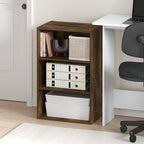 Furinno Basic Book Shelf, 3-Tier Bookshelf, Cube Storage Organizer Bookcase with Open Shelf, 11 x 17 x 26, for Living Room, Bedroom, Home Office, Amber Pine