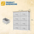 DWVO Fabric Dresser for Room, Tall Storage 8 Drawers, Black Dresser & Chest of Drawers, Storage Drawer Organizer for Closet, Living Room