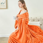 BEDELITE Fleece Blankets 108 inch x90 Size Orange Throw Blankets for Bed & Couch,Plush Cozy Fuzzy Blanket, Super Soft & Warm Lightweight Fall Blankets