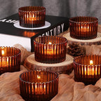 24 pcs Large Tea Light Holders, Amber Glass Candle Holders, Votive Candle Holders for Table Centerpiece Wedding Table Decor