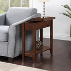 Convenience Concepts American Heritage Flip Top End Table 23.25" - Classic Narrow Chairside Accent with Hidden Storage & Lower Shelf for Traditional, Modern Living Room, Espresso