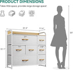YITAHOME 7 Drawer Dresser, Storage Organizer with Shelves, Fabric Dresser, Chest of Drawers, Living Room, Closets, Sturdy Steel Frame, Wooden Top, Easy Pull Fabric Bins