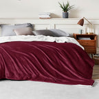 Bedsure GentleSoft Sherpa Fleece Blankets Queen Size for Bed - Thick and Warm Throw for Girls and Women, Soft Fuzzy Plush Queen Christmas Blanket for Winter, Burgundy, 90x90 Inches
