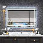 LED Bathroom Mirror 48"x 30", Front Lit and Backlit LED Mirror with Lights,Stepless Dimmable,Anti-Fog, Shatter-Proof, Memory, 3 Colors,LED Mirror for Bathroom .(Horizontal/Vertical)