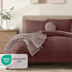 Monbix Full Comforter Set - 7 Pieces Dark Red Bed in a Bag Full Size Bedding Sets with Comforters, All Seasons Down Alternative Comforter with Sheets,Pillowcases & Shams