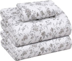 RUVANTI Flannel Sheets Twin Size - 100% Cotton Double Brushed Twin Sheets Set, Deep Pockets 16 Inches, All Seasons Breathable & Extra Soft Bed Sheets, Warm & Cozy, 3 Piece, Vintage Flora